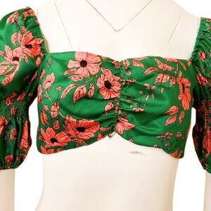 Zara Silk Floral Crop/Bandeau Top